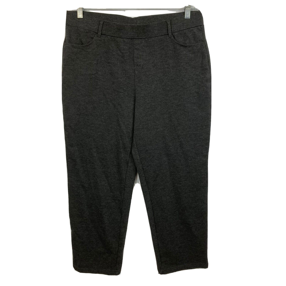 Intro Love The Fit Pants Womens Sz 1X Gray Knit Stretch Pull On Crop